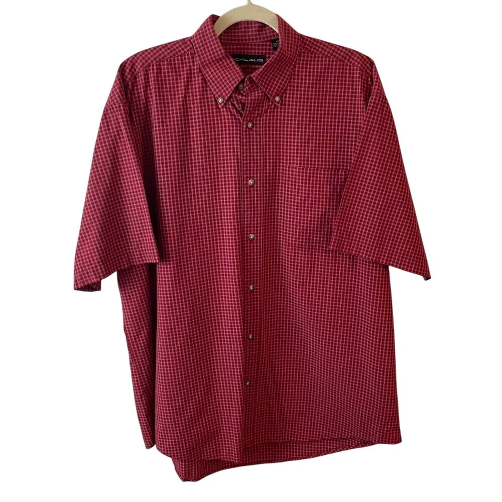 Nicklaus Red Plaid Button-Down Men’s Shirt Size Medium